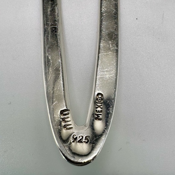 Vintage 925 Sterling Silver DDD Mexico long hammered dangle earrings. - Picture 3 of 5